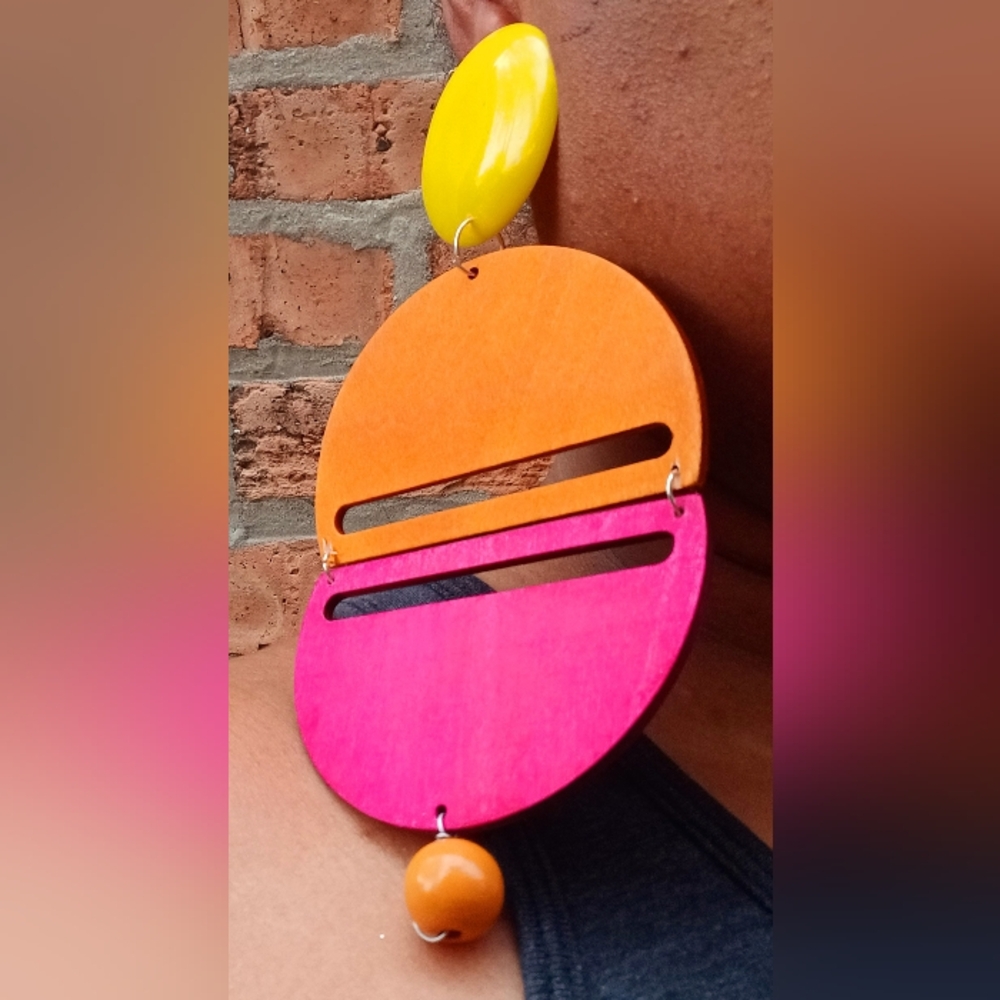 Extra large pop art handmade earrings